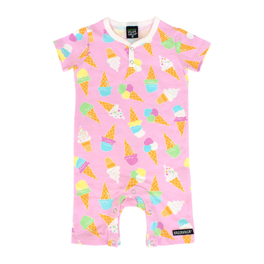 Villervalla Shortie Romper Ice Cream Print - Light Blossom