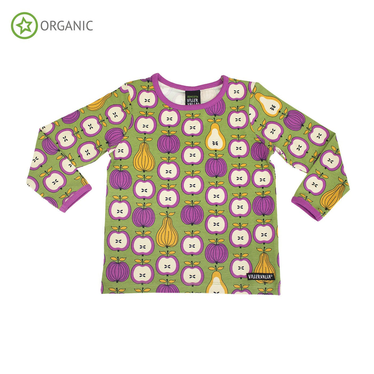 Villervalla T-Shirt Long Sleeve - Garden Fruit Print Turtle - The Thrifty Stork