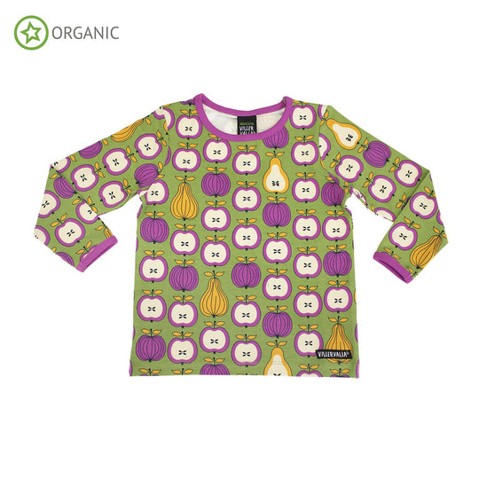 Villervalla T-Shirt Long Sleeve - Garden Fruit Print Turtle