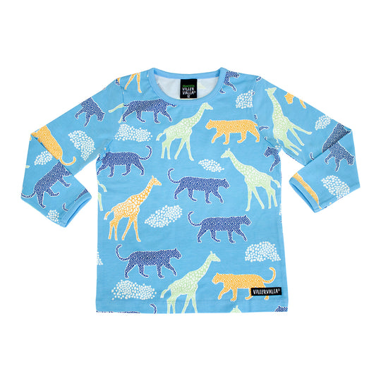 Villervalla T-Shirt Long Sleeve Savannah Print - Aqua