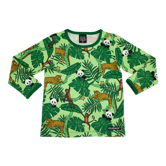 Villervalla T-Shirt Long Sleeve Jungle Print - Dark Leaf