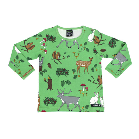 Villervalla T-Shirt Long Sleeve Forest Print - Leaf