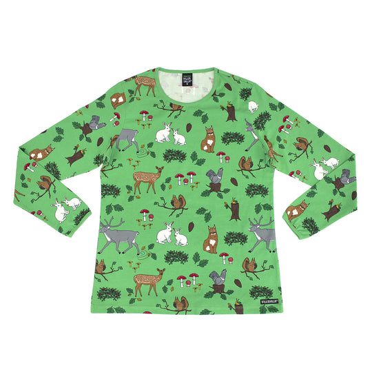 Villervalla Adult T-Shirt Long Sleeve Forest Print - Leaf