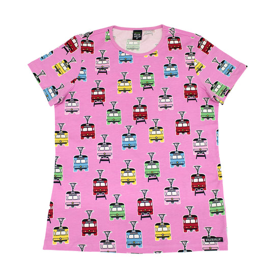 Villervalla Adult T-Shirt Short Sleeve Tram Print - Blossom