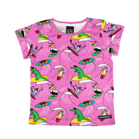 Villervalla T-Shirt Short Sleeve - Petunia Surfing Animals