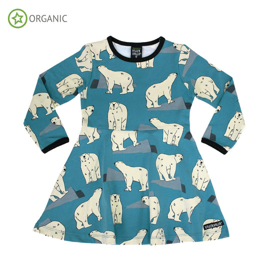 Villervalla Half Circle Dress Long Sleeve - Polar Bear