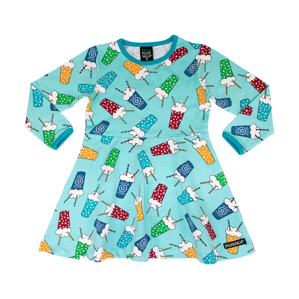 Villervalla Dress Half Circle Long Sleeve - Milkshake - Light Reef