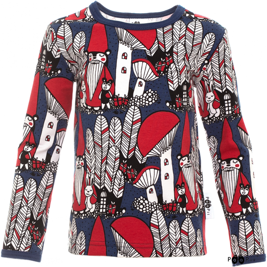 PaaPii Uljas Shirt Christmas Forest - Blueberry/Red