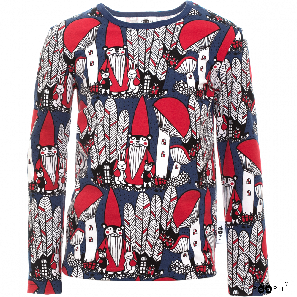 PaaPii Nooa Shirt Long Sleeve - Christmas Forest Blueberry/Red