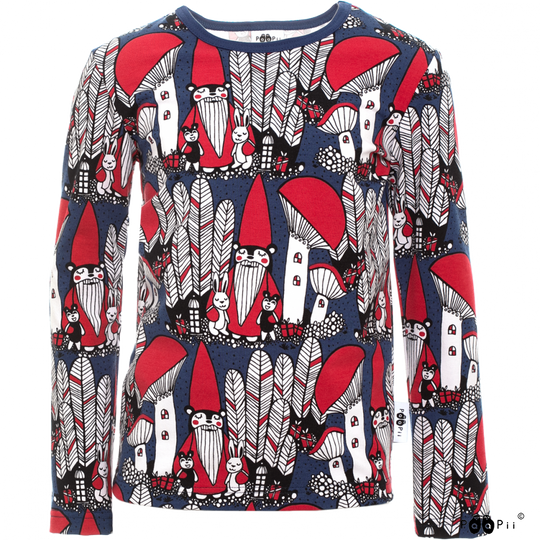 PaaPii Nooa Shirt - Christmas Forest Blueberry/Red