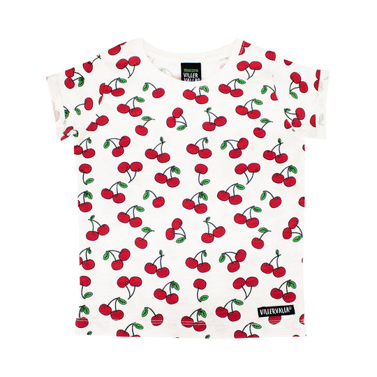 Villervalla T-Shirt With Fold Up Short Sleeve - Cherry