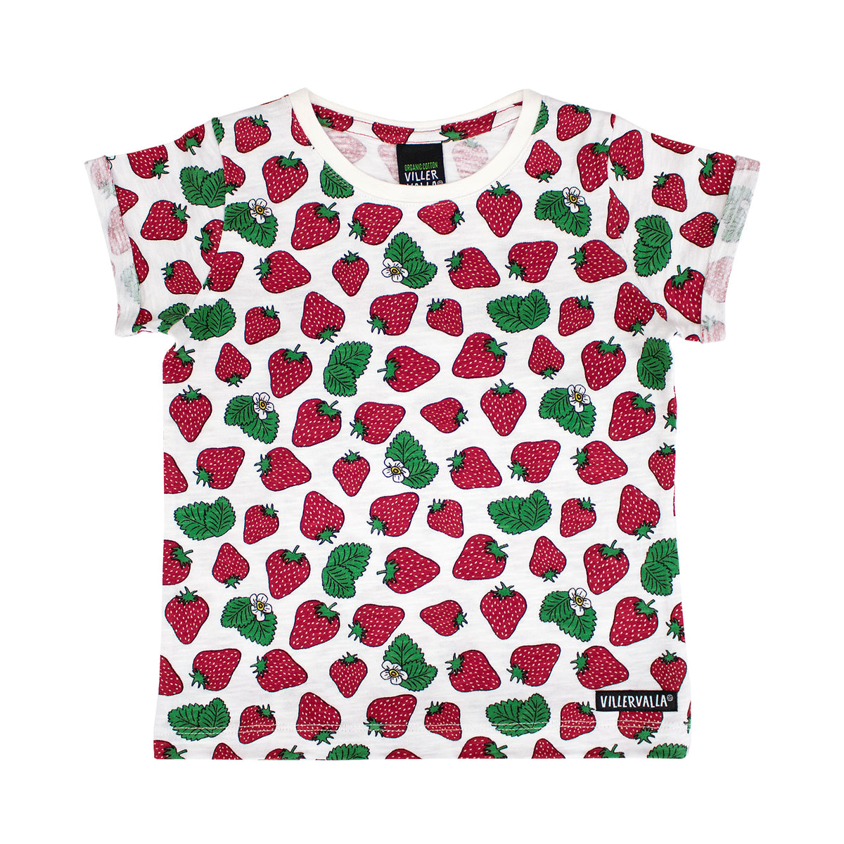 Villervalla T-Shirt Short Sleeve With Fold Up Strawberry - Marble