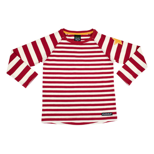 Villervalla Relaxed T-Shirt Long Sleeve Stripes - Tango