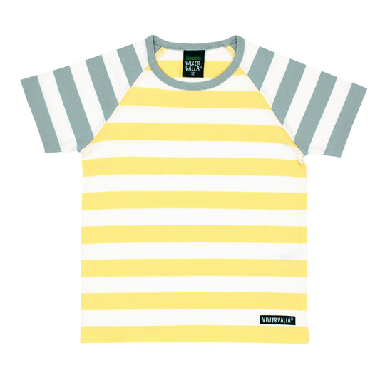 Villervalla T-Shirt Short Sleeve Stripes - Fossil/Lemon