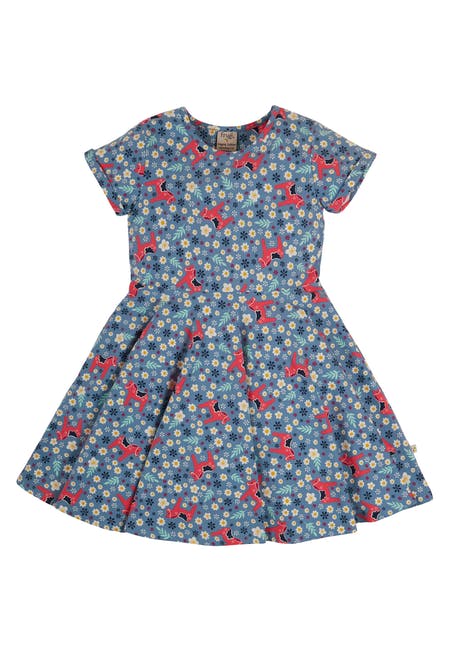 Frugi Spring Skater Dress Short Sleeve - Abisko Sky Dala Ditsy