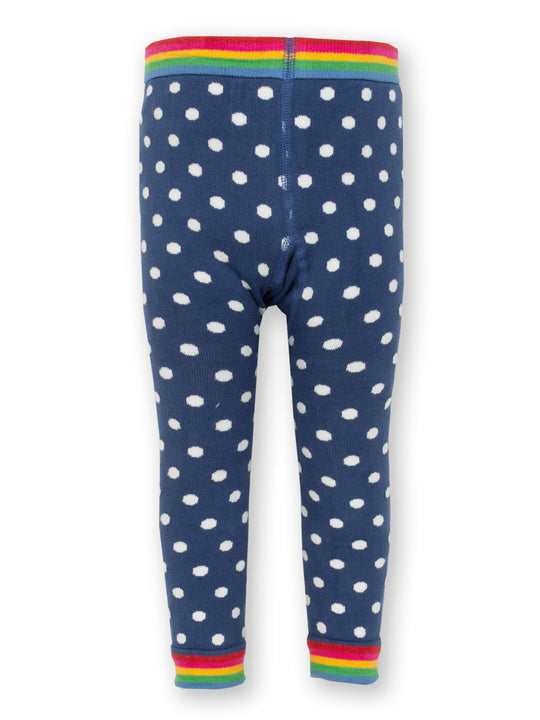 Kite Polka Knit Leggings - Navy