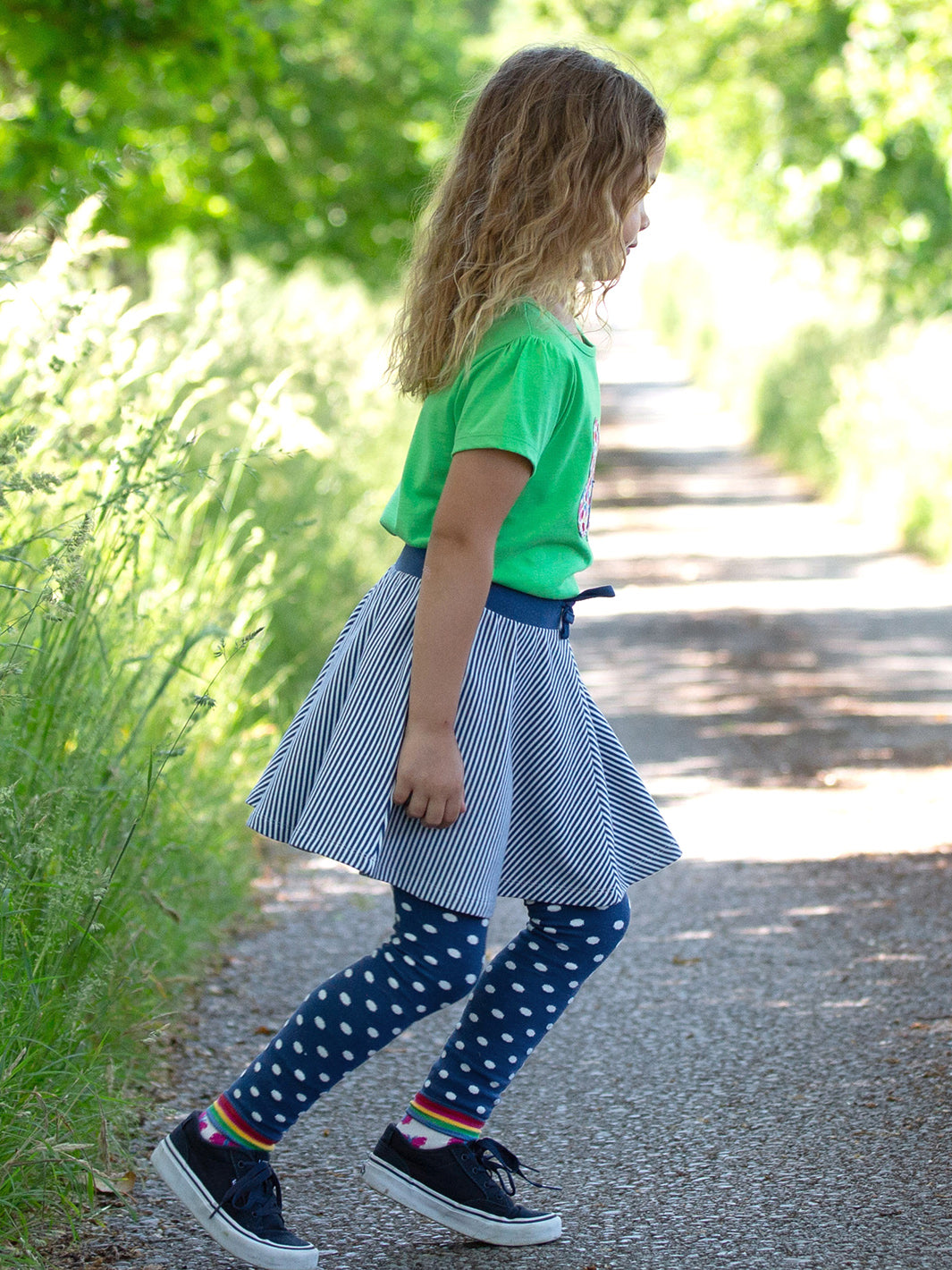 Kite Knit Leggings - Polka Navy