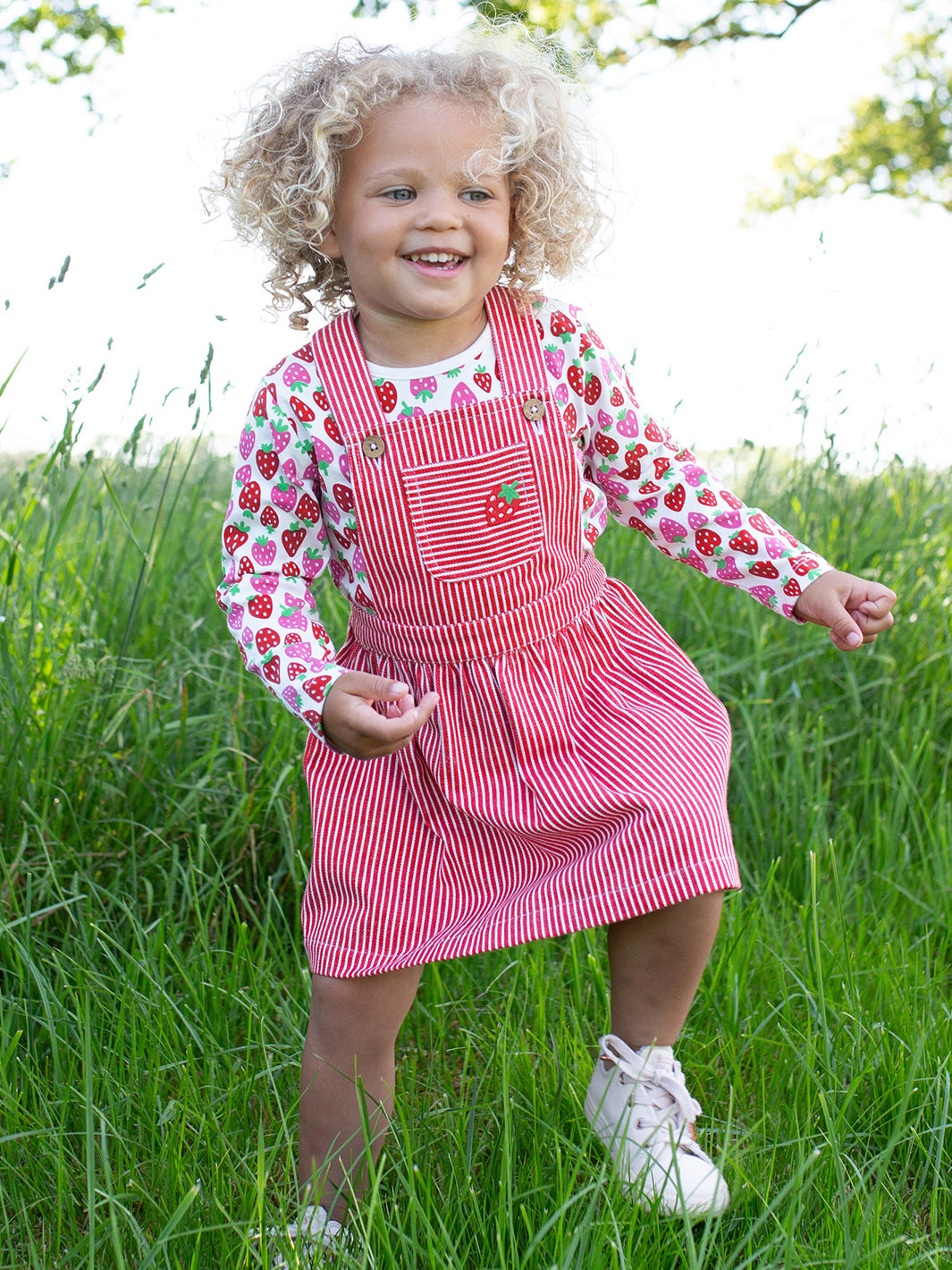 Kite Pinafore Dress Sleeveless - Strawberry Red