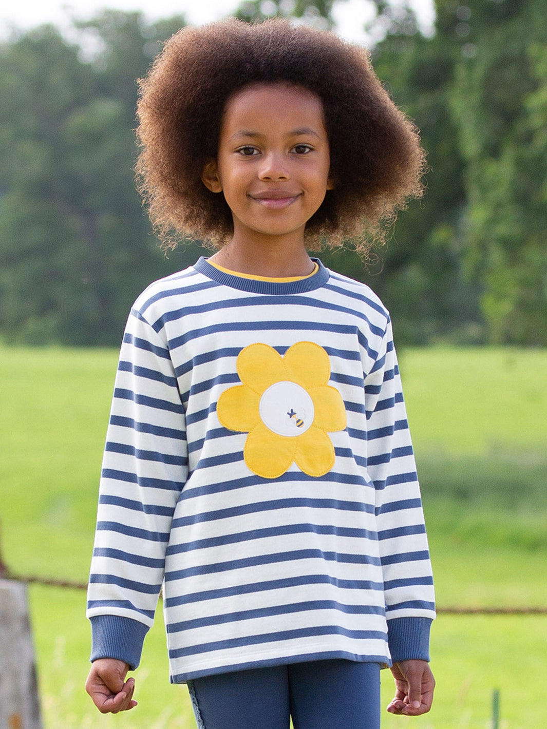 Kite Sweatshirt - Bumble Blooms Navy Stripe