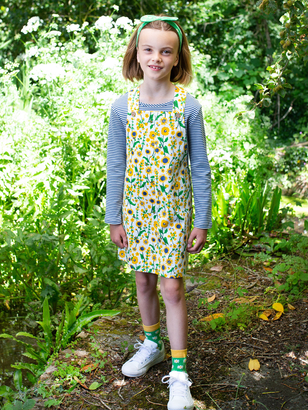 Kite Pinafore Dress Sleeveless - Bumble Blooms Yellow
