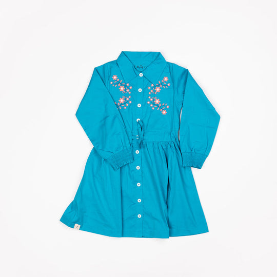 Alba of Denmark Flower Does It All Shirt Dress - Barrier Reef