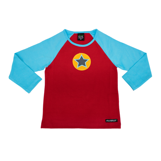 Villervalla T-Shirt Long Sleeve - Solid Basics Tango/Light Lagoon