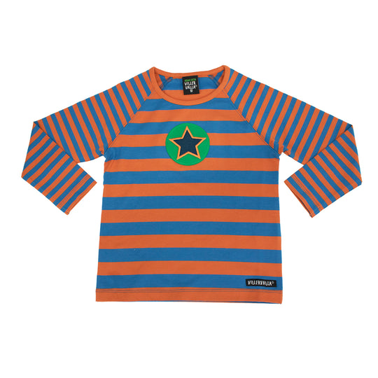 Villervalla Stripes Long Sleeve T-Shirt - Mid Marine/Spice
