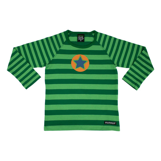 Villervalla T-Shirt Long Sleeve Stripes - Dark Leaf/Leaf