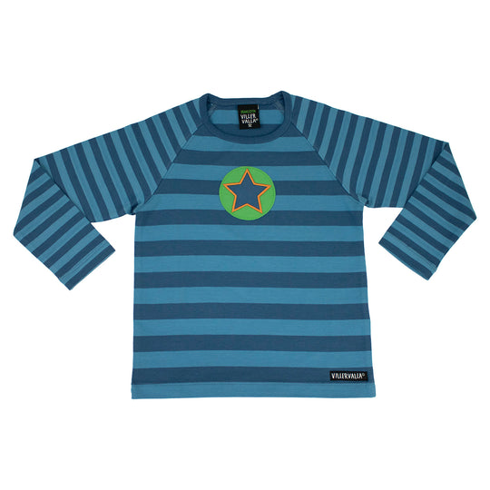 Villervalla T-Shirt Long Sleeve Stripes - Dark Ocean/Ocean