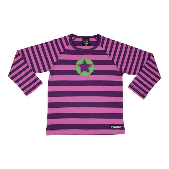 Villervalla T-Shirt Long Sleeve Stripes - Plum/Fuchsia