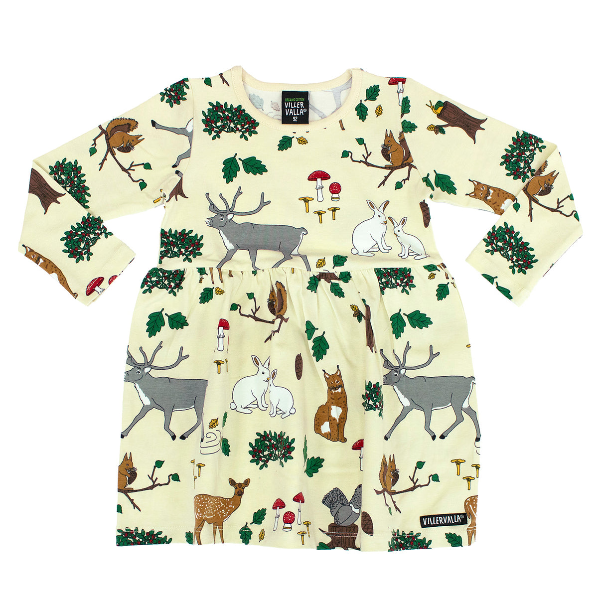 Villervalla Flared Dress Long Sleeve - Forest Oat