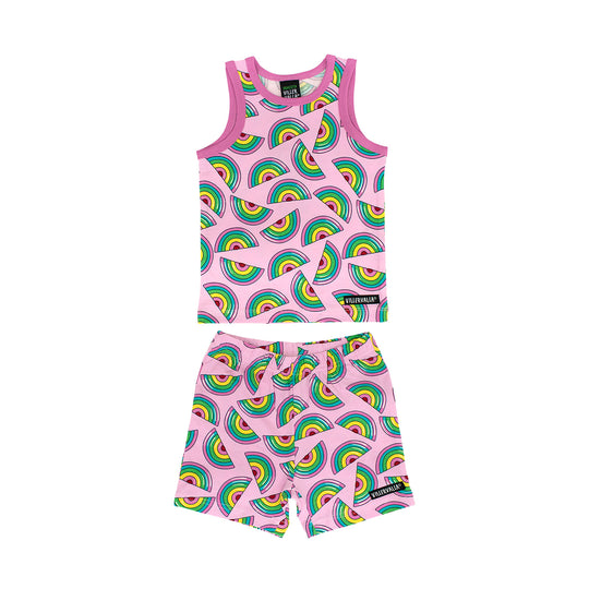 Villervalla Tank Top & Shorts Set - Rainbow - Light Petunia