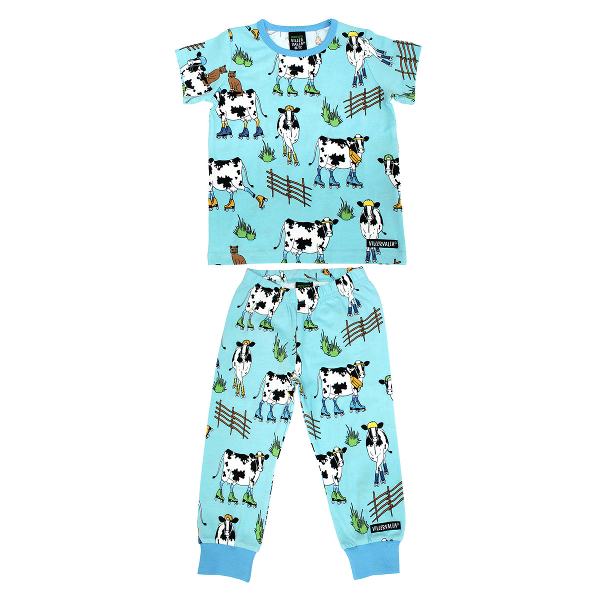 Villervalla T-Shirt & Trousers Set - Roller Cow Light Aqua