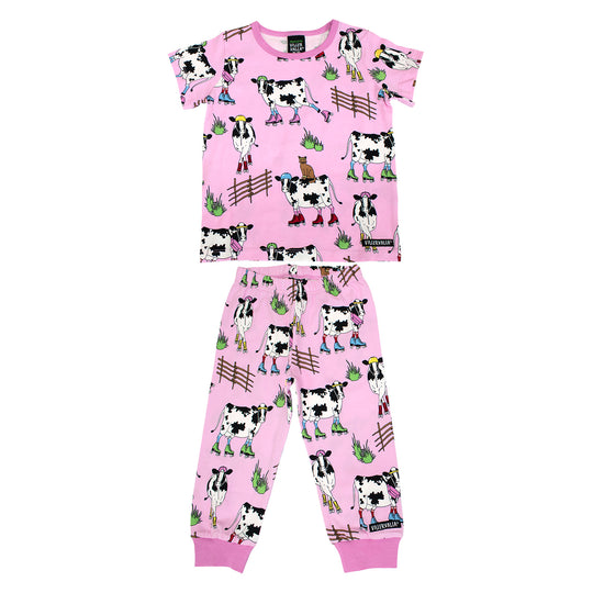 Villervalla T-Shirt & Trousers Set Roller Cow Print - Light Blossom