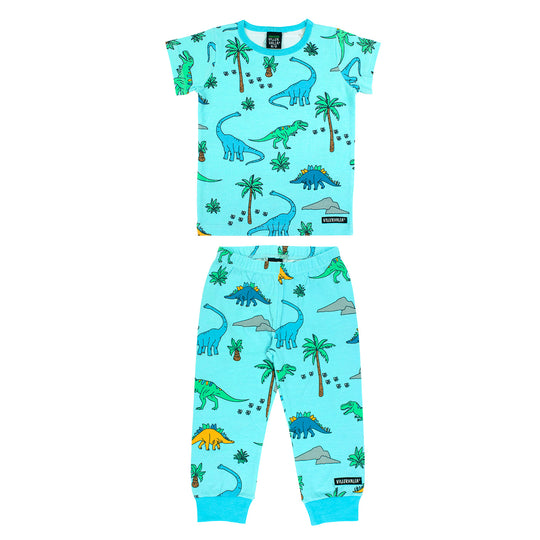 Villervalla T-Shirt & Trousers Pyjama Set Dino Print - Light Aruba
