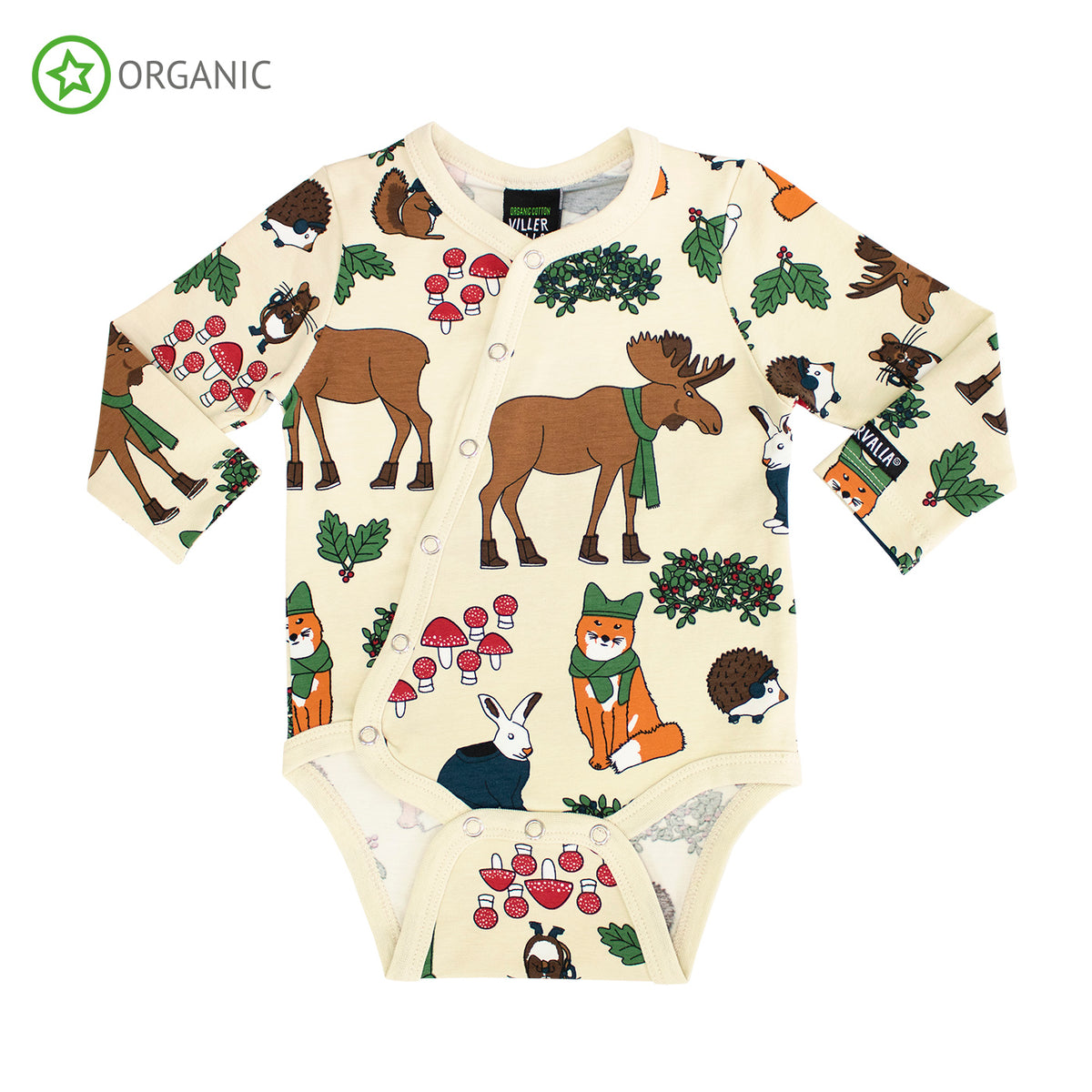 Villervalla Body Long Sleeve Slanted Opening - Nordic Animals Oat