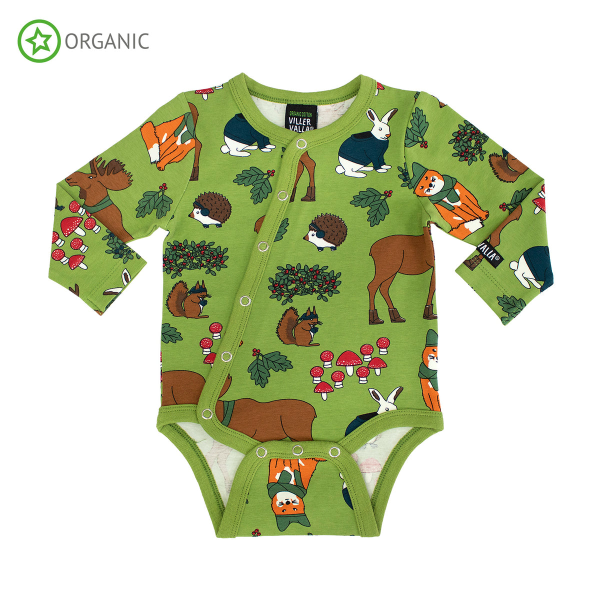 Villervalla Body Long Sleeve Slanted Opening - Nordic Animals Turtle