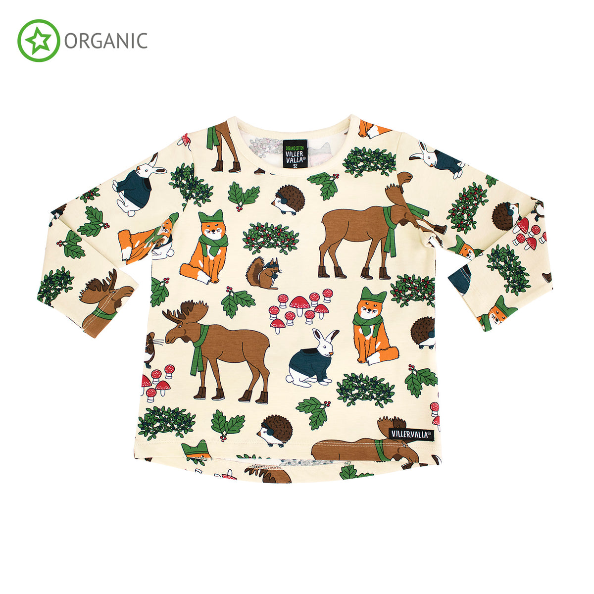 Villervalla Relaxed T-Shirt Long Sleeve - Nordic Animals Oat