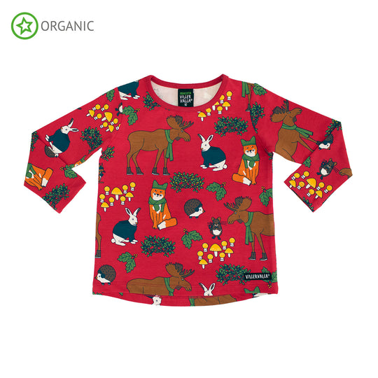 Villervalla Relaxed T-Shirt Long Sleeve - Nordic Animals - Tango