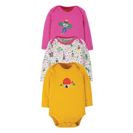 Frugi Super Special Bodies Long Sleeve - Fairy (3 Pack Multipack)