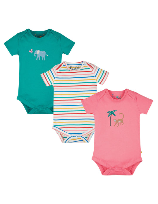 Frugi Super Special Bodies Short Sleeve - Animal (3 Pack Multipack)*