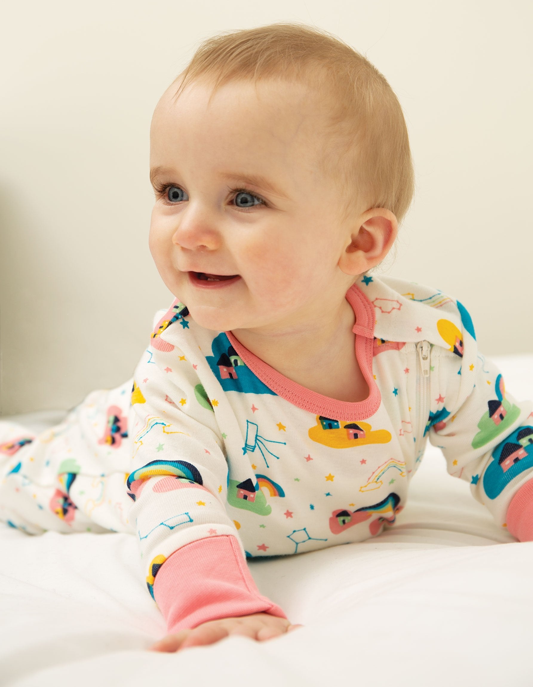 New Release Frugi Zipped Babygrow Above The Stars - The Thrifty Stork