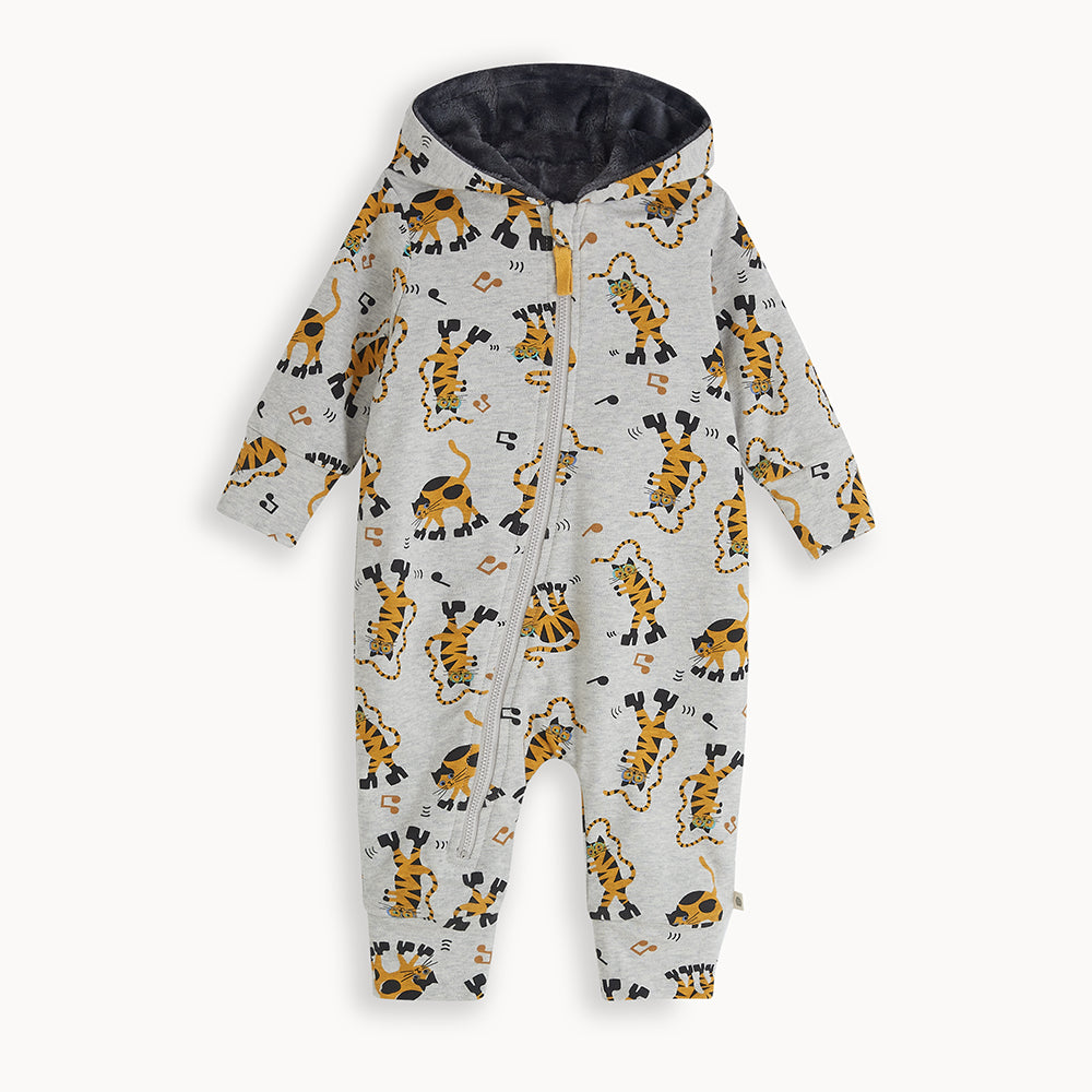 The Bonnie Mob Billy Hooded Onesie/Snowsuit Faux Fur Lining - Cats
