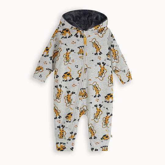 The Bonnie Mob Billy Hooded Onesie / Snowsuit Lined With Faux Fur - Cats