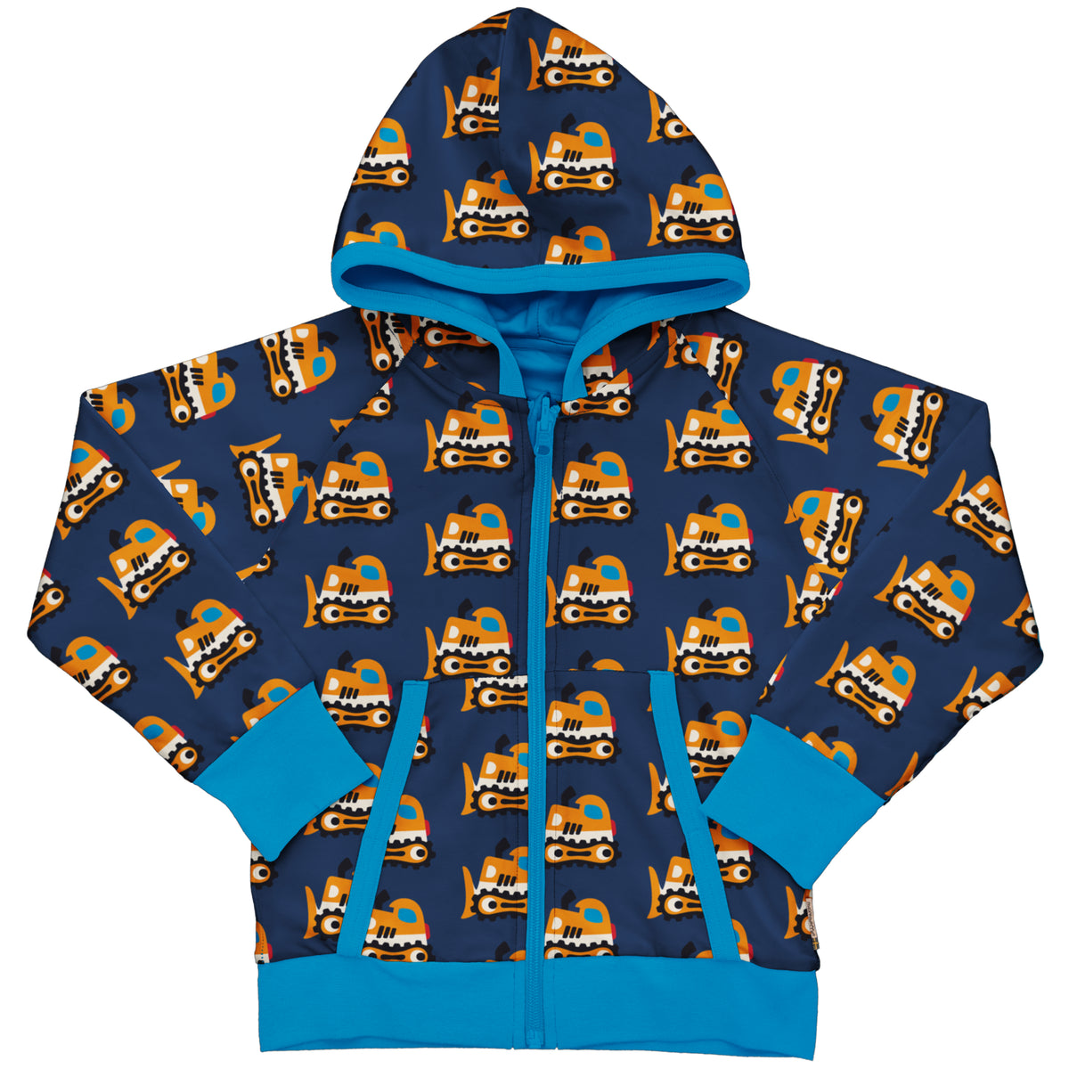 Maxomorra Cardigan Hood Reversible - Bulldozer
