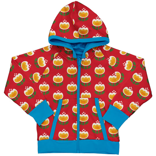 Maxomorra Cardigan Hood Reversible - Tulip