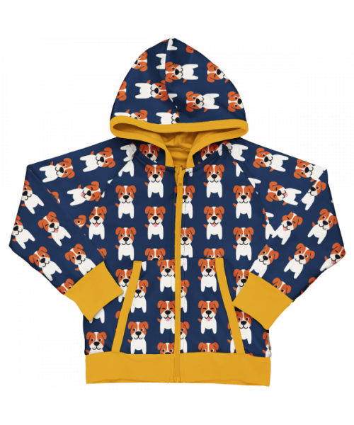 Maxomorra Cardigan Hood Reversible - Farm Dog
