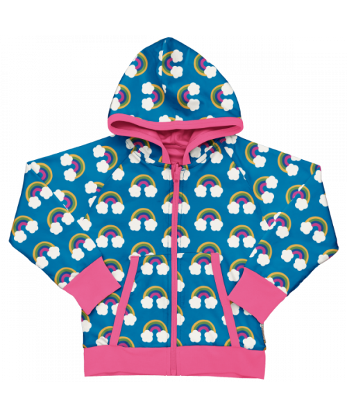 Maxomorra Cardigan Hood Reversible Farm Rainbow