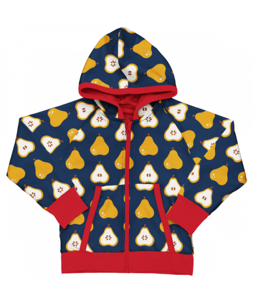 Maxomorra Cardigan Hood Reversible - Garden Pear