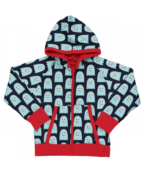Maxomorra Cardigan Hood Reversible - Spooky Ghost